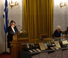 η Πρόεδρος της Ιστορικής Εθνολογικής Εταιρείας της Ελλάδος Μαριέττα Μινώτου